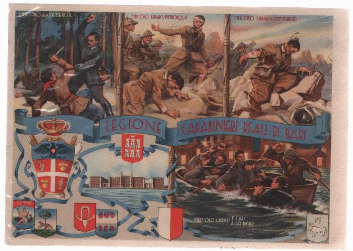 Cartolina Originale Legione Carabinieri Reali Di Bari Anni Asta