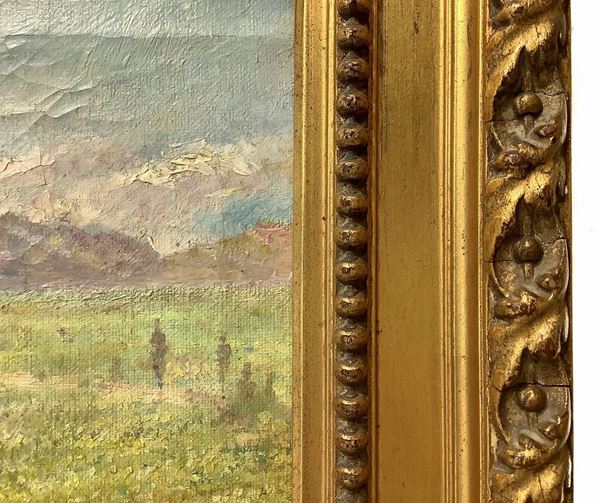 Plinio Nomellini Dipinto Raffigurante Paesaggio Con Figura Di