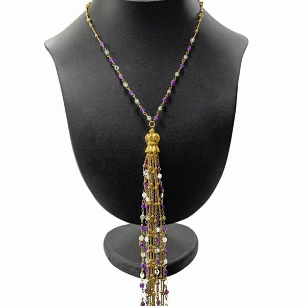 Red gold necklace with stones