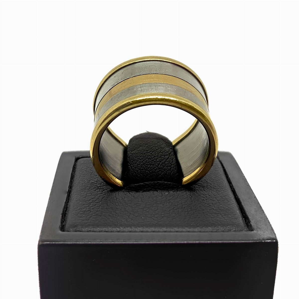 Anello a Fascia Larga in Oro Rosso e Bianco