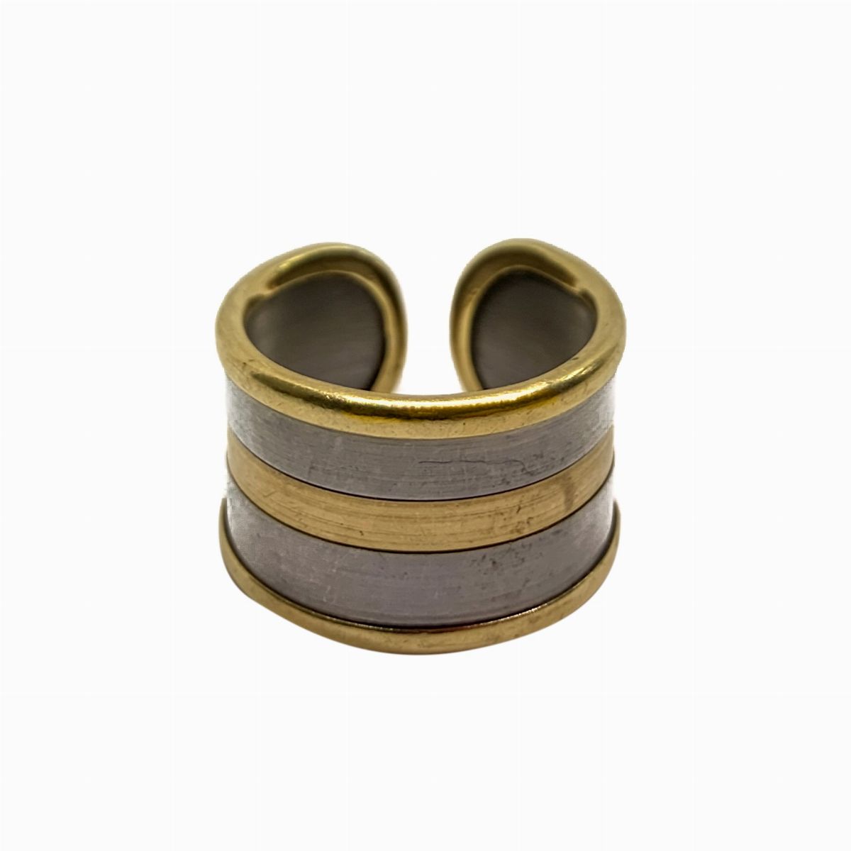 Anello a Fascia Larga in Oro Rosso e Bianco
