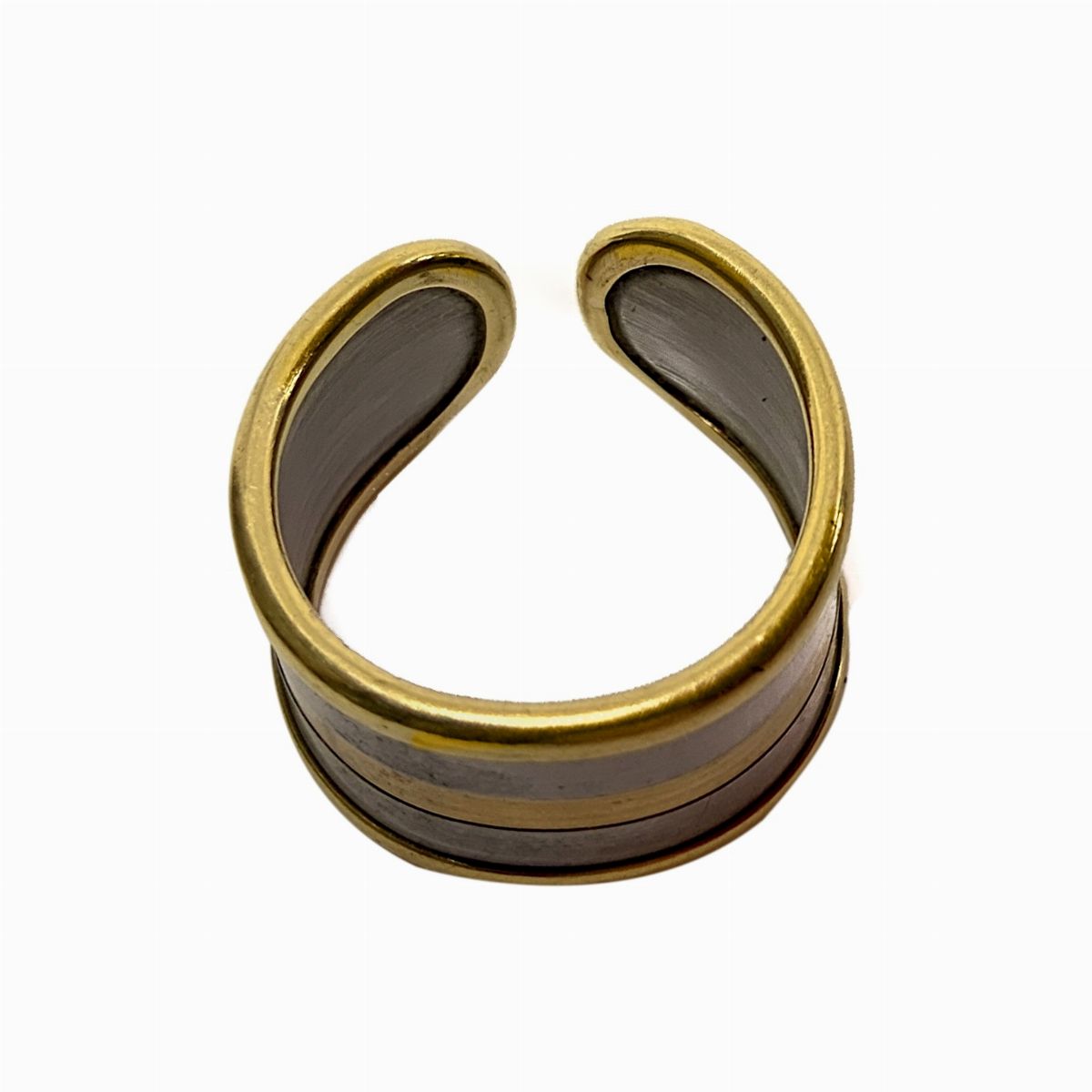 Anello a Fascia Larga in Oro Rosso e Bianco