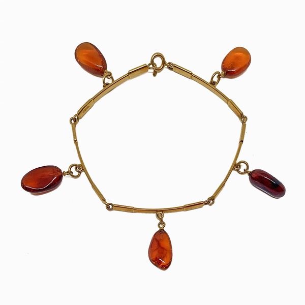 Gold and amber bracelet