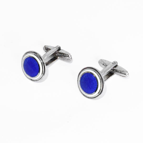 Silver and lapislazuli cuffs