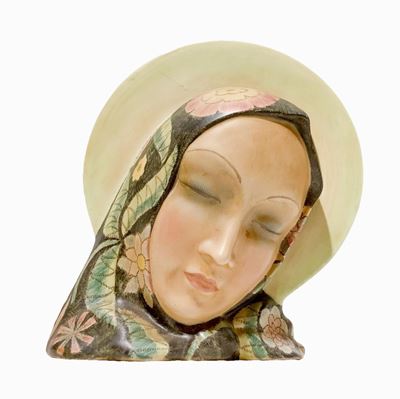 Mater Dulcis, Volto di Madonna in Maiolica Policroma