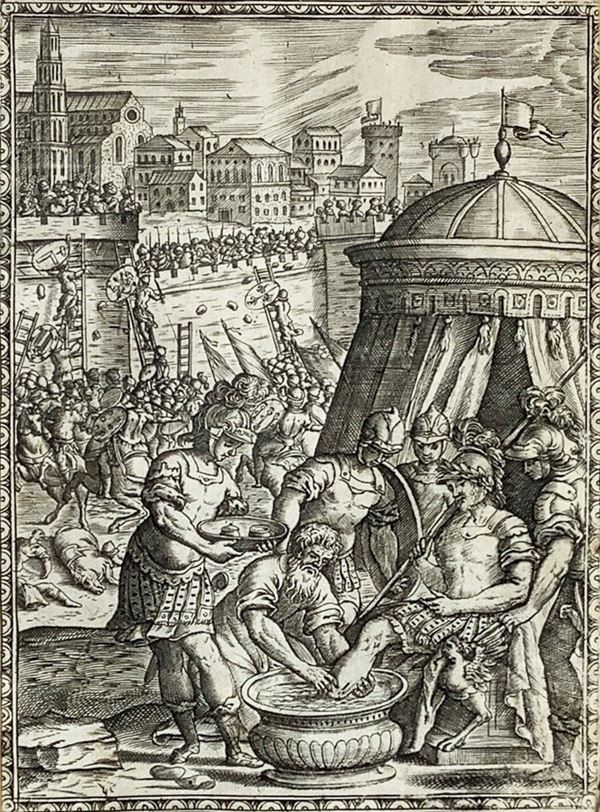 Etching depicting a scene from Jerusalem Delivered