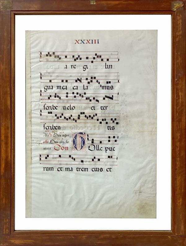 Foglio estratto da libro liturgico del XV secolo