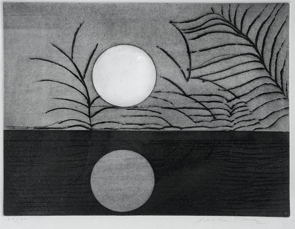 Enrico Della Torre - Night landscape with full moon