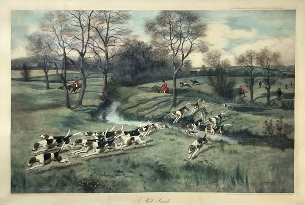  “A hot scent” fox hunting scene