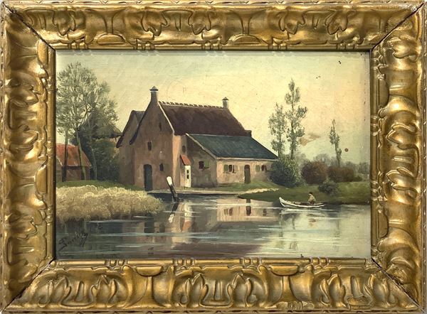 Paesaggio case sul lago