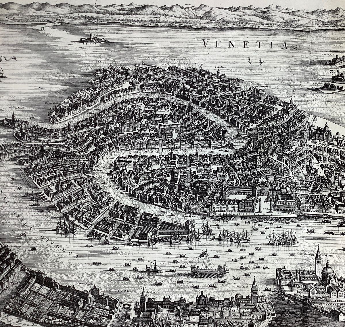 Incisione di Venezia, Pianta prospettica della città incisa a Julius Milhauer prima del 1680