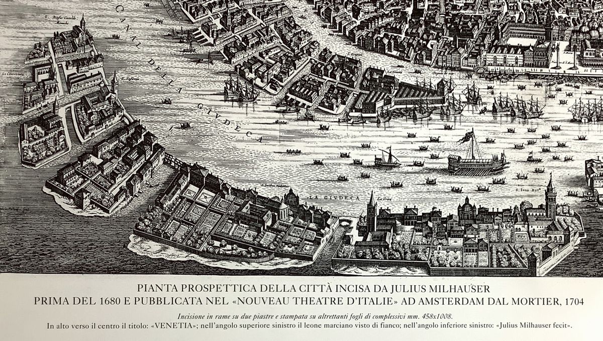 Incisione di Venezia, Pianta prospettica della città incisa a Julius Milhauer prima del 1680