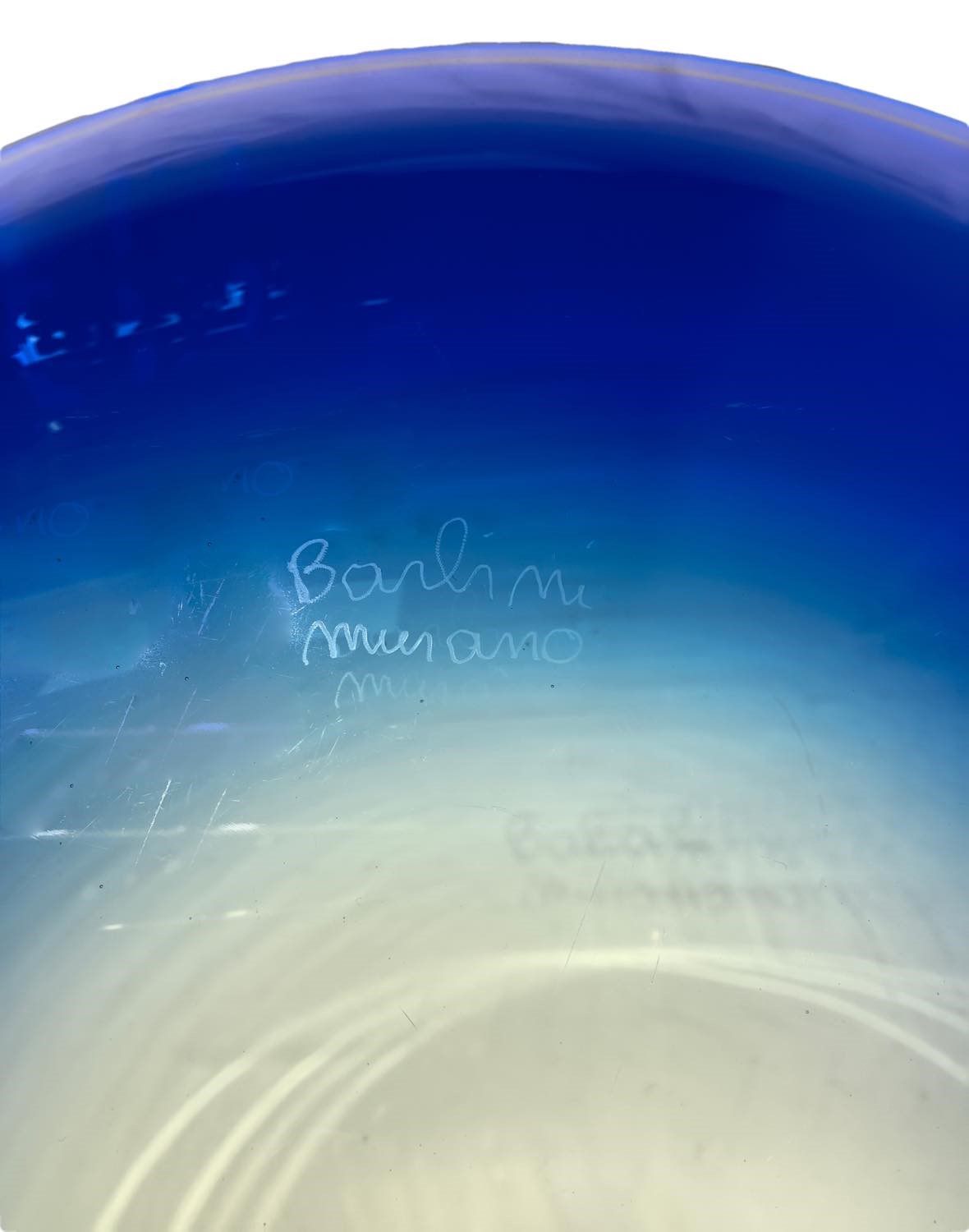 Grande centrotavola in vetro di Murano blu.