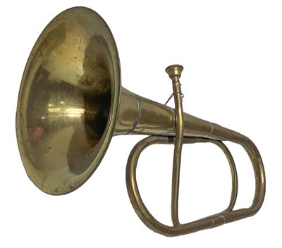 Tromba antica in ottone, H 53 cm, diametro 24 cm