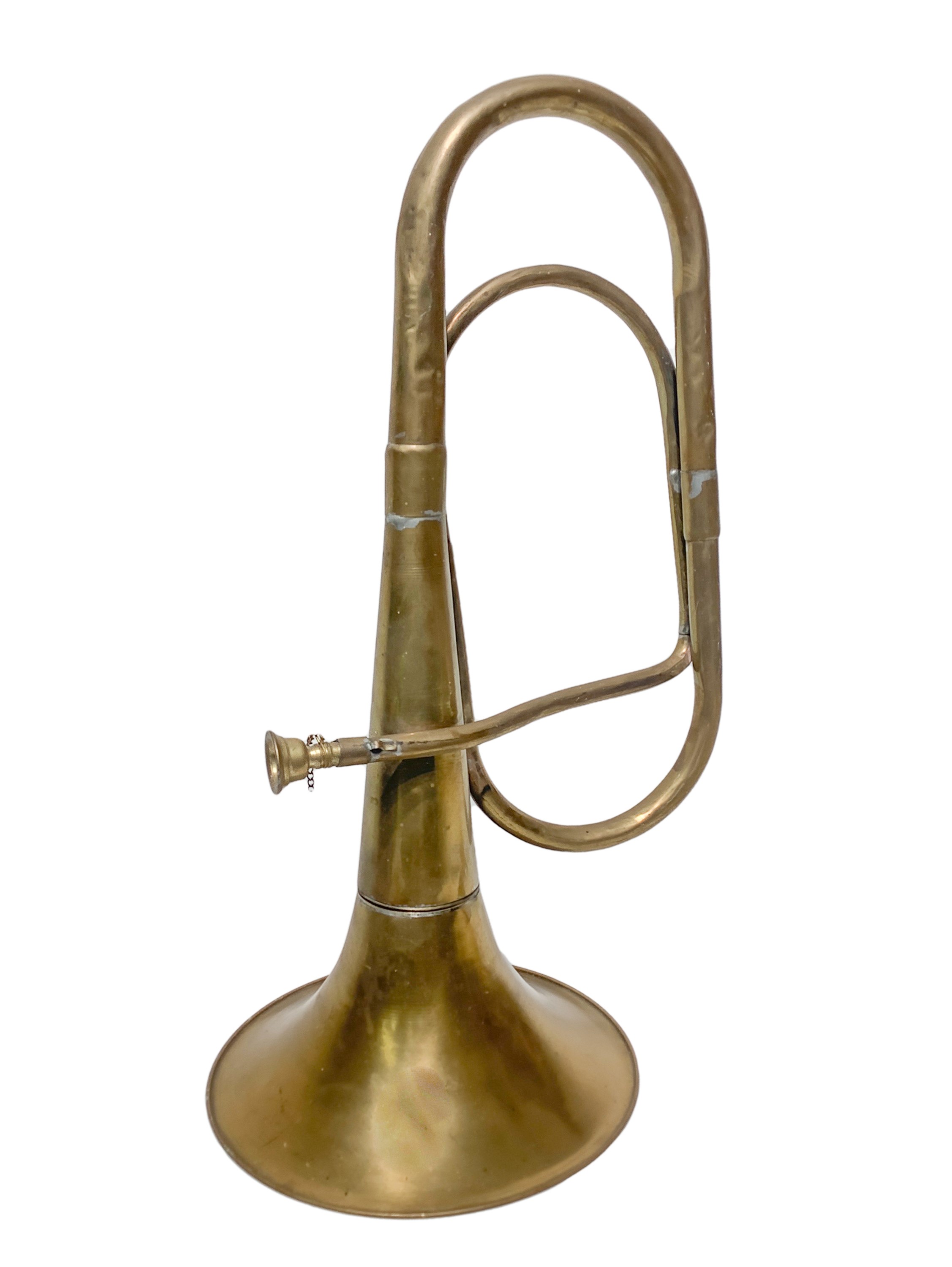 Tromba antica in ottone, H 53 cm, diametro 24 cm