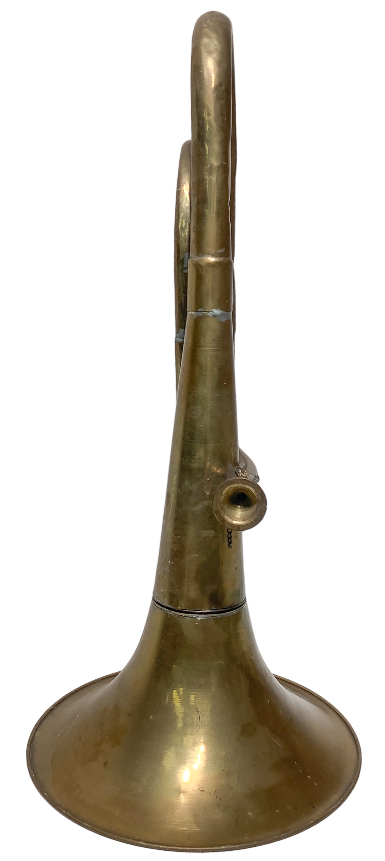 Tromba antica in ottone, H 53 cm, diametro 24 cm