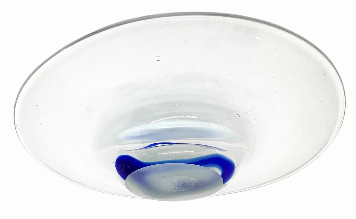 Piccolo Centrotavola in Vetro di Murano con Striature nei Toni del Blu, Ioan Tamaian
