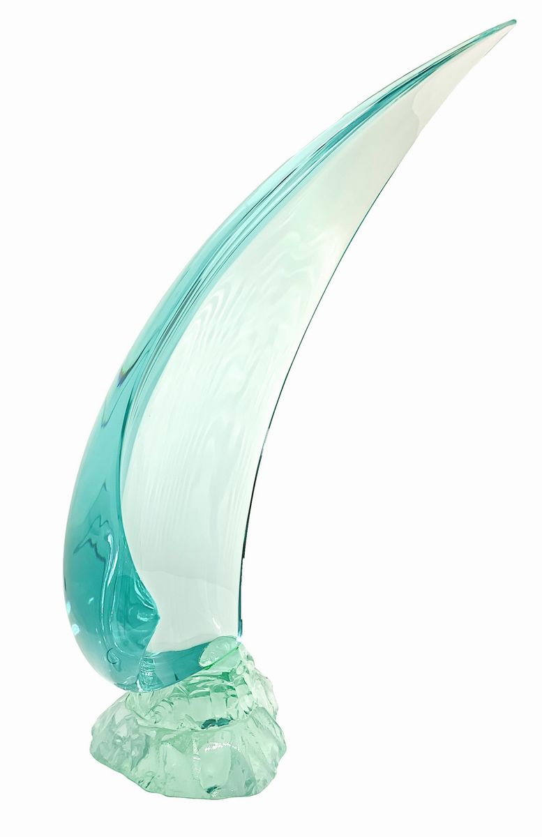 Piccolo Centrotavola in Vetro di Murano con Striature nei Toni del Blu, Ioan Tamaian