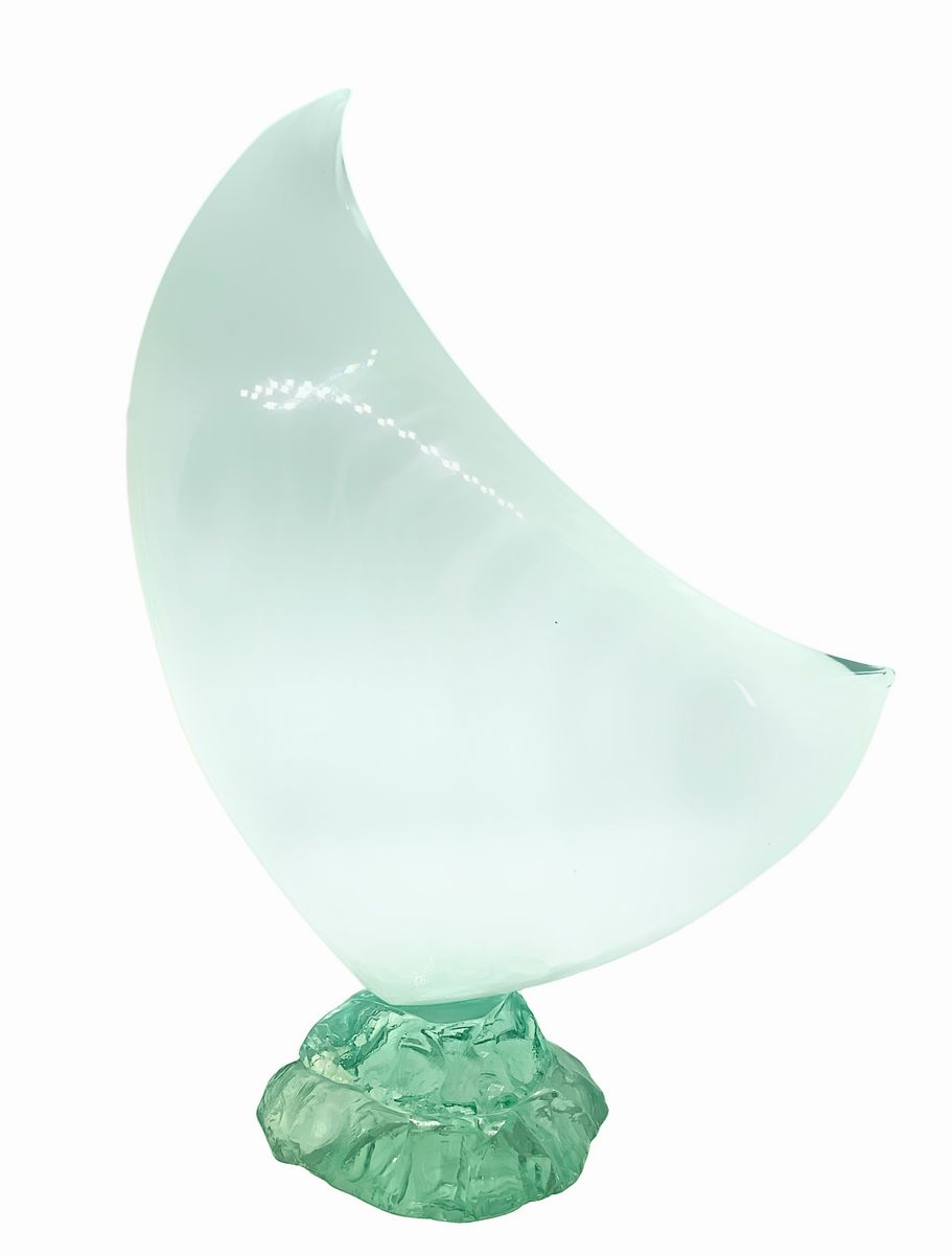 Piccolo Centrotavola in Vetro di Murano con Striature nei Toni del Blu, Ioan Tamaian