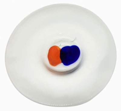Piccolo Centrotavola in Vetro di Murano con Striature nei Toni del Blu e Centro Marrone, Ioan Tam...