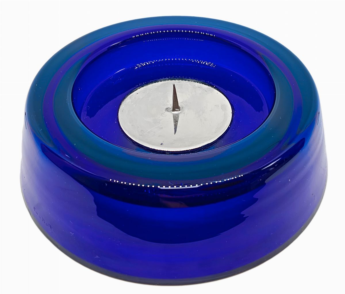 Carlo Moretti - Portacandela in Vetro Trasparente e Blu