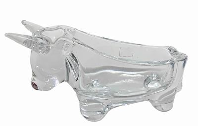 Posacenere in Cristallo Raffigurante Toro Stilizzato.