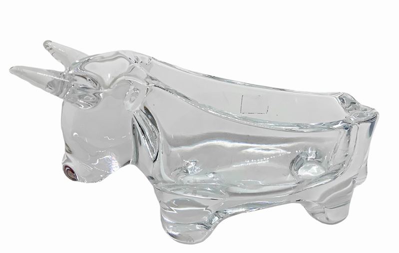 Posacenere in Cristallo Raffigurante Toro Stilizzato.