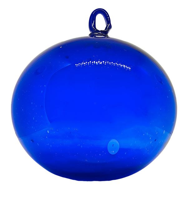 Sfera blu cobalto in vetro soffiato di Murano, diametro  cm 19