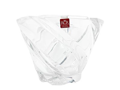 Vaso in Cristallo di Forma Troncoconica con Profonde Costolature Incise, Firmato Collection da Vi...