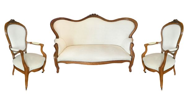 Sofa and two Louis Philippe armchairs