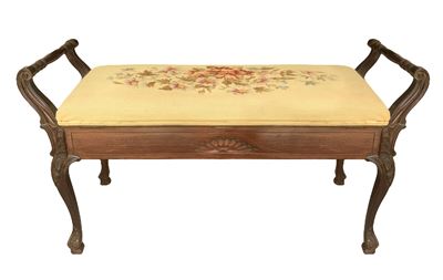 Panchetta in Legno con Seduta in Tessuto Floreale