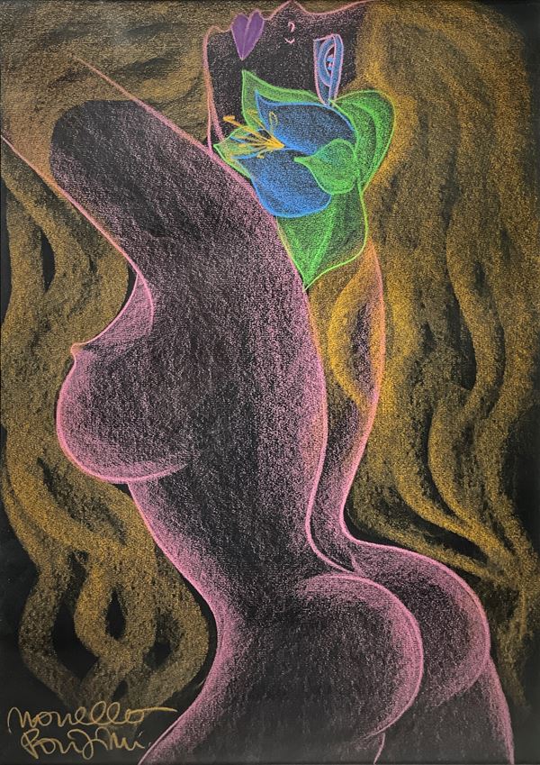 Novella Parigini - Pastel painting depicting a nude woman