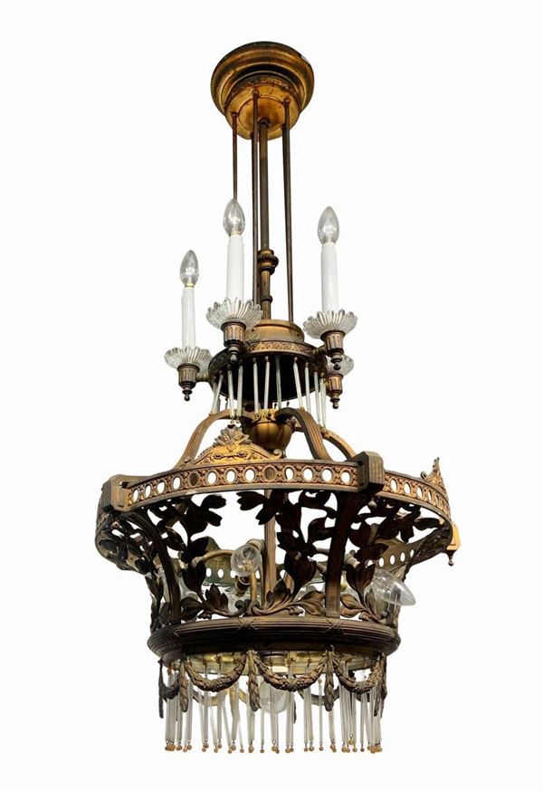 11 lights chandelier in golden brass