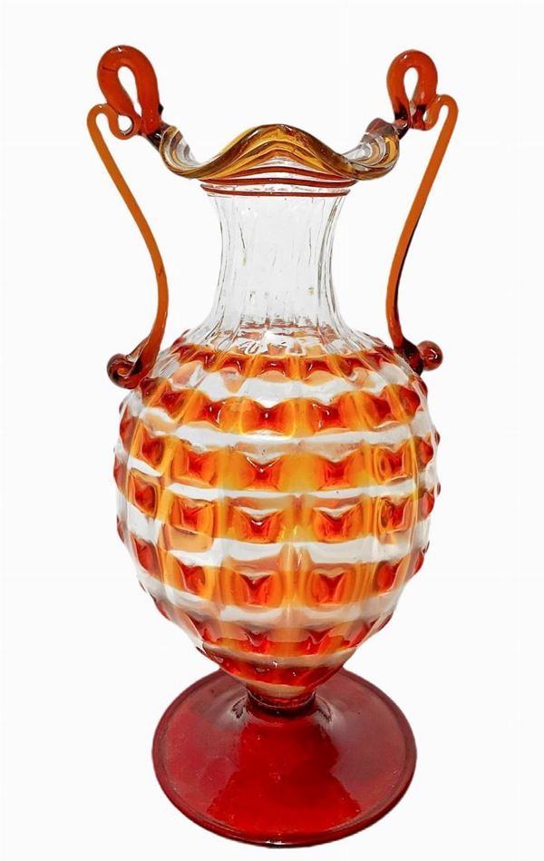 Fratelli Toso - Vaso biansato a corpo costolato