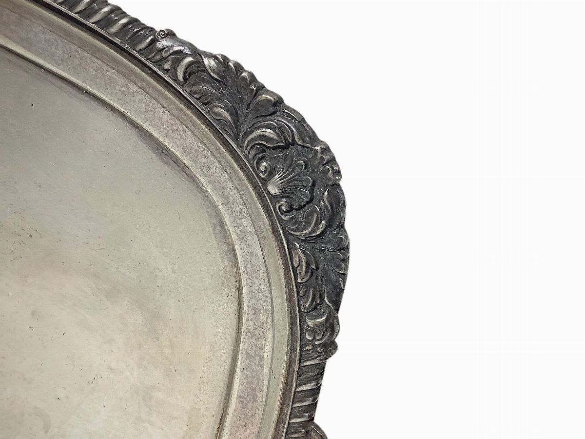 Vassoio rettangolare con manici in silver plate
