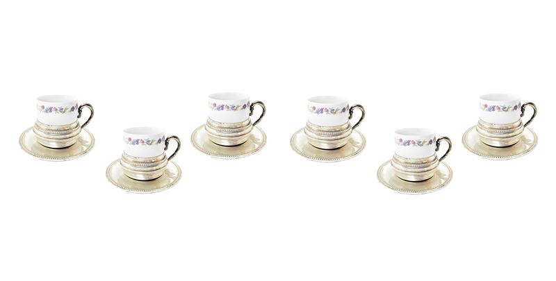 Capodimonte - Servizio da caffè in porcellana con accessori in argento