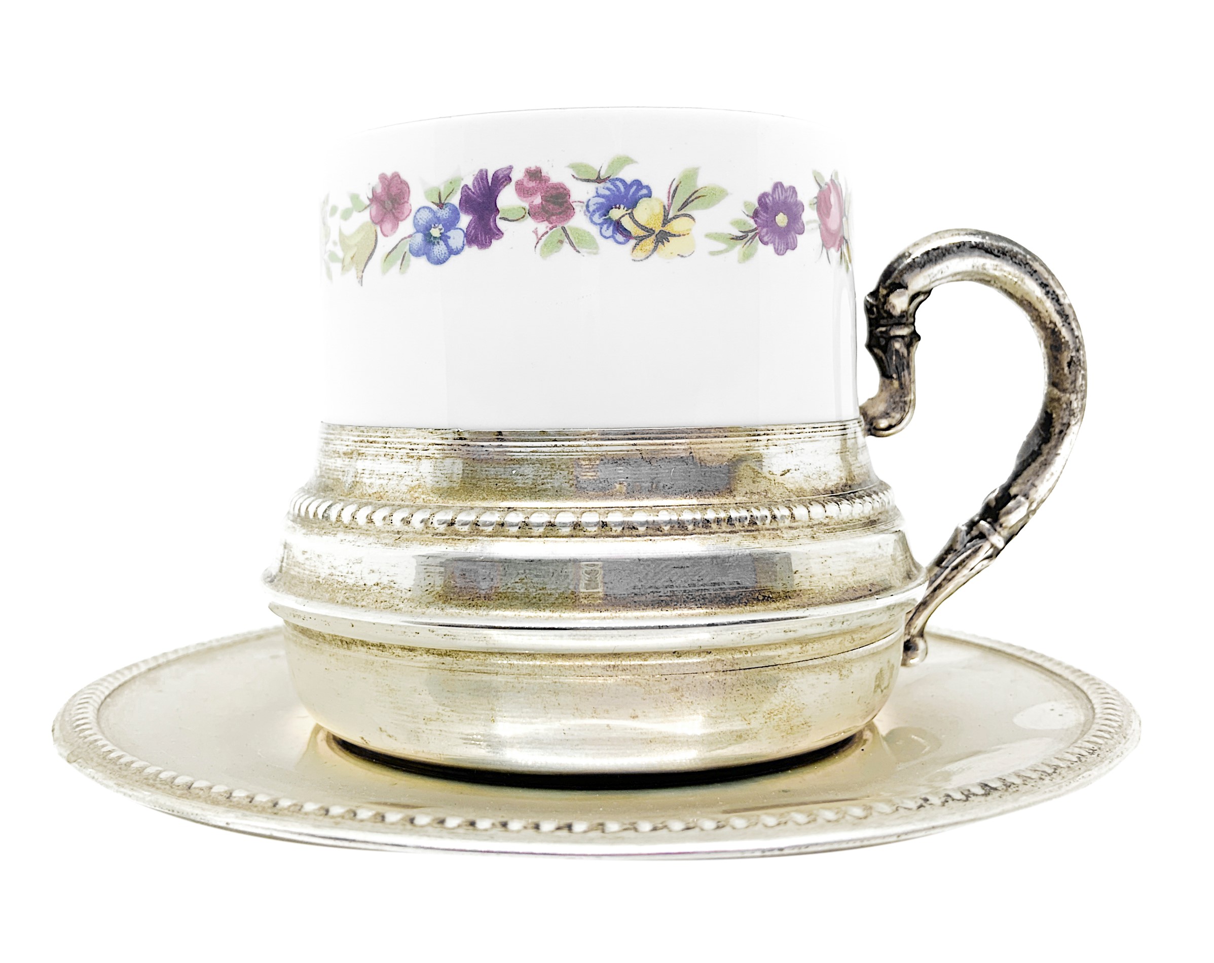 Capodimonte - Servizio da caffè in porcellana con accessori in argento