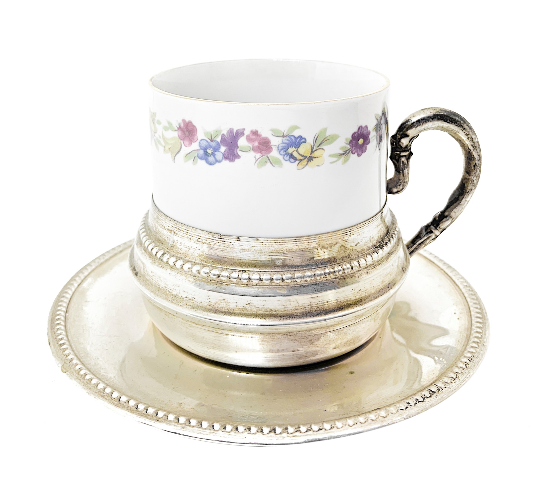 Capodimonte - Servizio da caffè in porcellana con accessori in argento