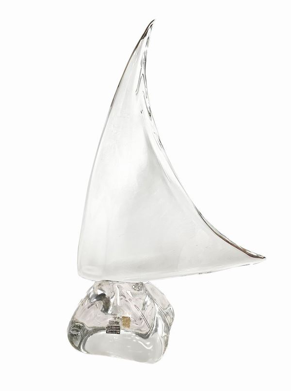 Zanetti, Vela in heavy, transparent and colorless Murano glass.