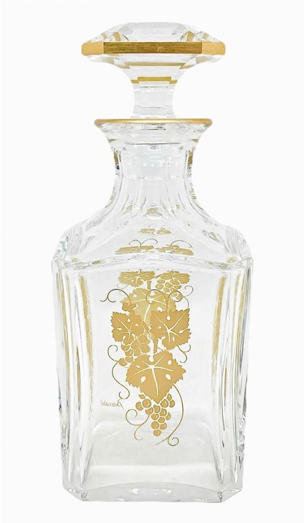 Baccarat - Baccarat, crystal bottle with zecchino gold decorations. Logo at the base.