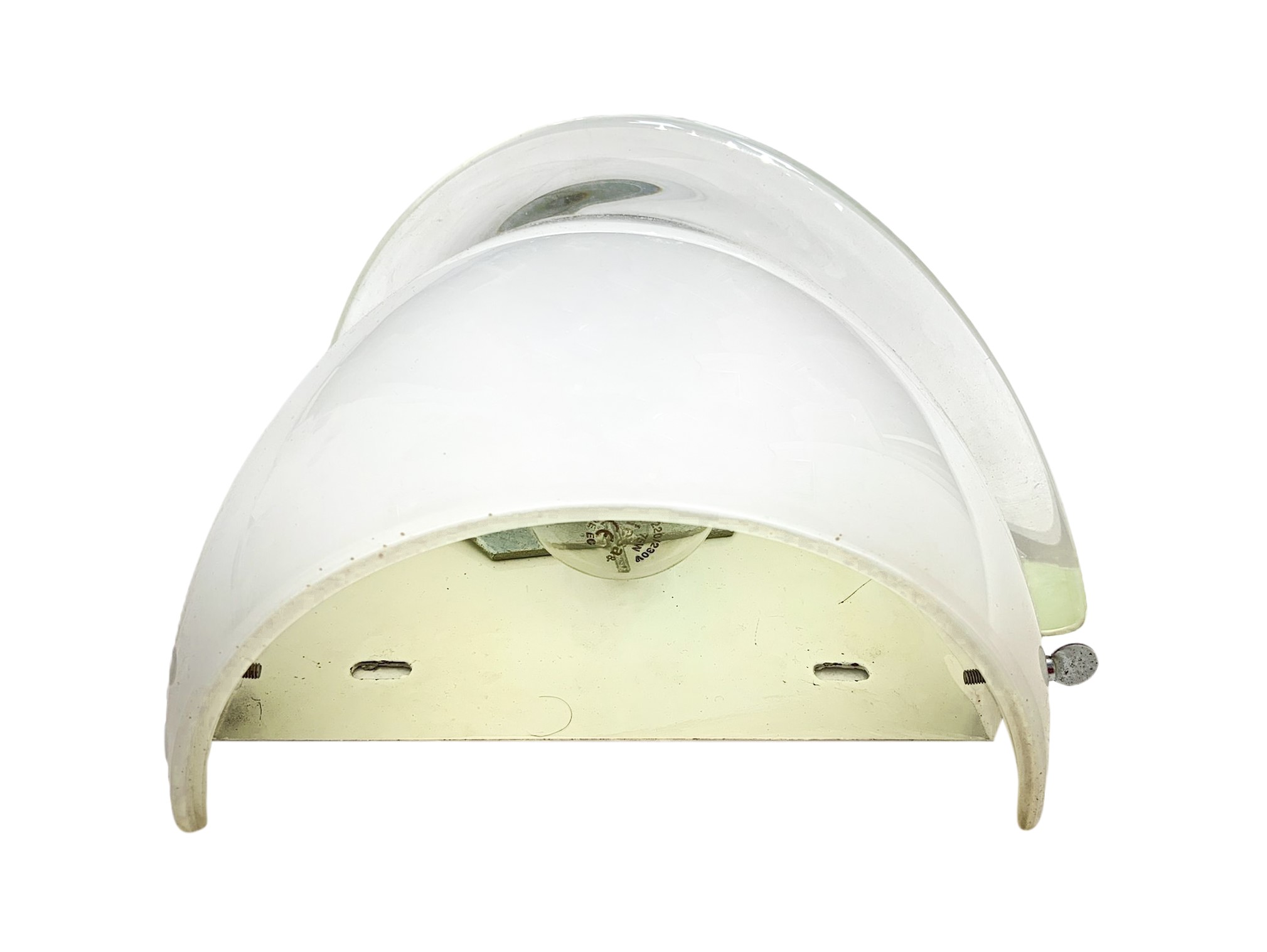 Lampada da muro Venini in vetro di Murano lattimo, disegno Tina Aufiero