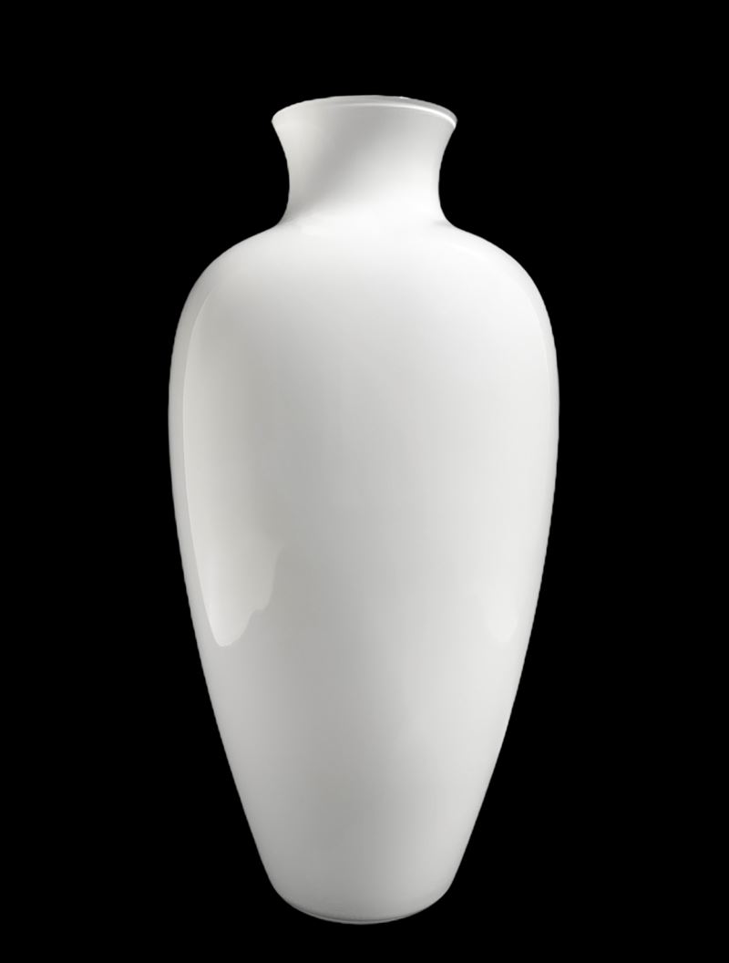 Venini - Vaso Lattimo Incamiciato Bianco
