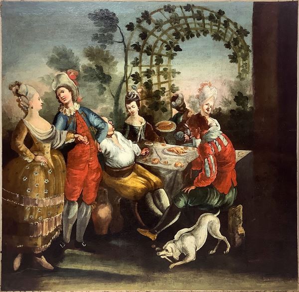 Convivial scene with outdoor lunch