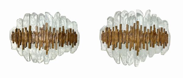 Max Ingrand per FontanaArte : Pair of appliques, Mod. 2496.  (60's)  - Auction Design, Art Decorative del XX secolo e Dipinti d'arte moderna e contemporanea - Casa d'aste La Rosa