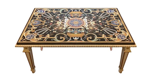 Lacquered and golden wood table