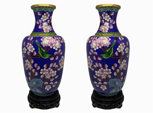 Pair of Chinese Cloisonnè vases