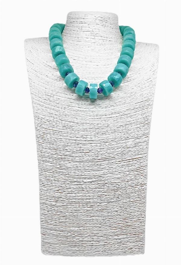 Collana rondelle grandi di amazzonite (azzurra)