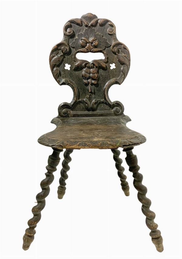 Carved wooden chair / stool, XIX century.