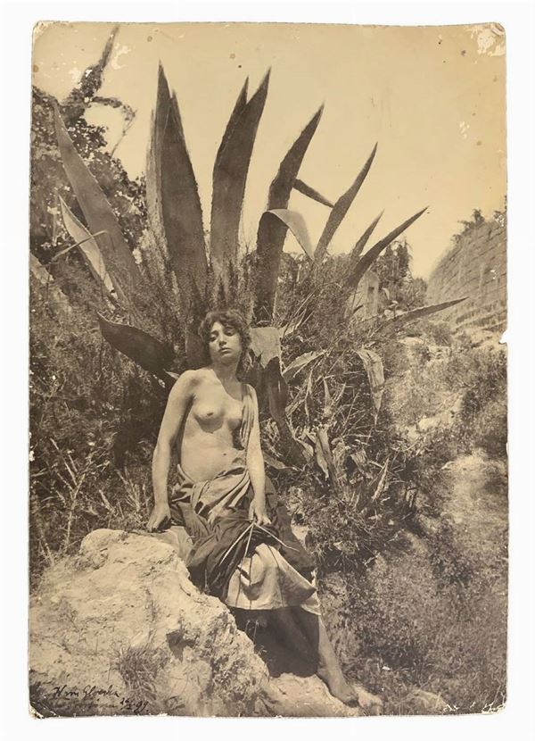 Wilhelm Von Gloeden - Half-naked woman and agave