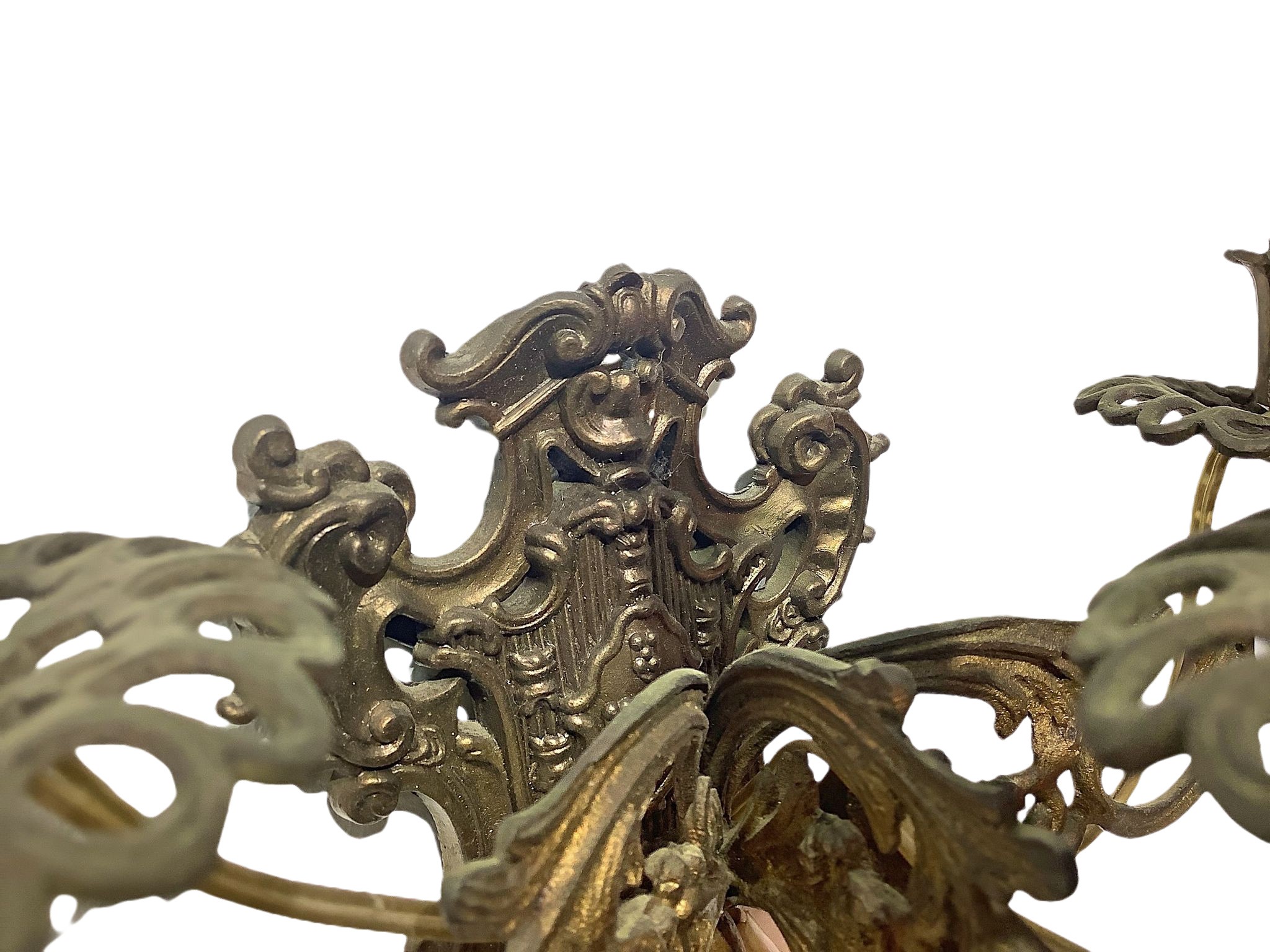 Coppia di appliques in bronzo dorato a tre luci